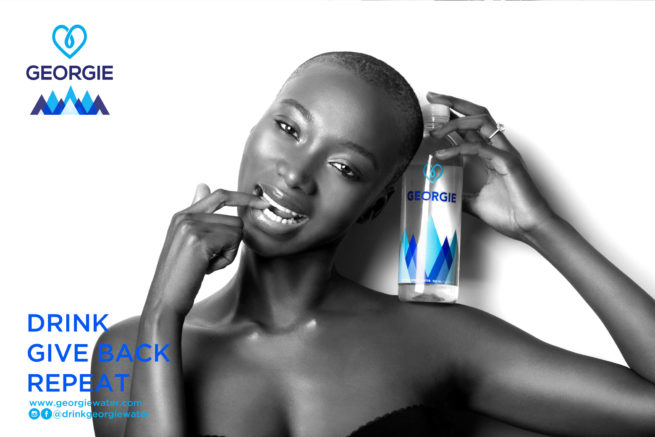 Model Georgie Badiel for Georgie Water launch campaign