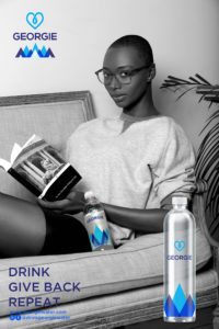 Model Georgie Badiel for Georgie Water launch campaign